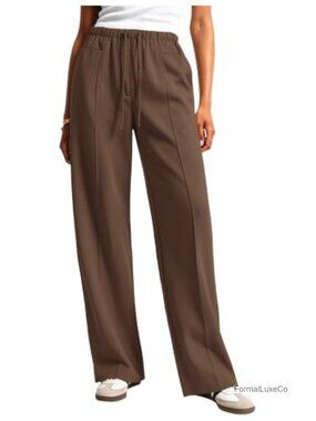 Women's Wide Leg Barrel Pants High Rise Pleated Trousers Business Casual